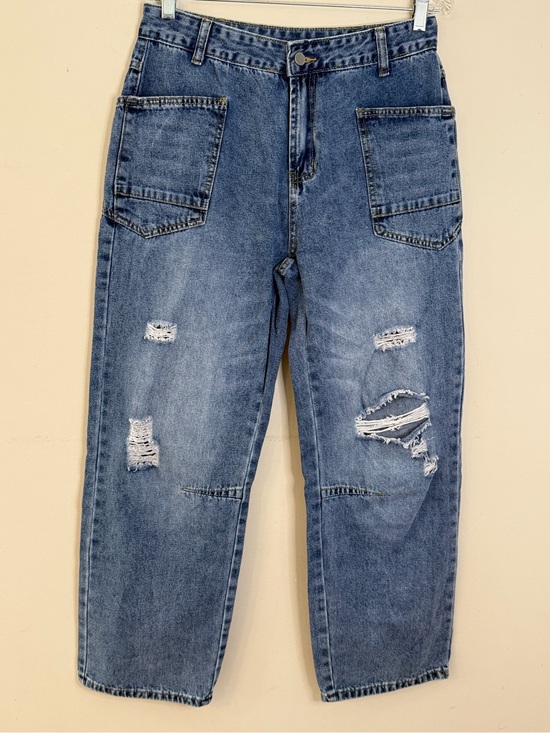 No brand tag Denim - Retro vintage style straight cropped distressed boho grunge jeans SZ LG